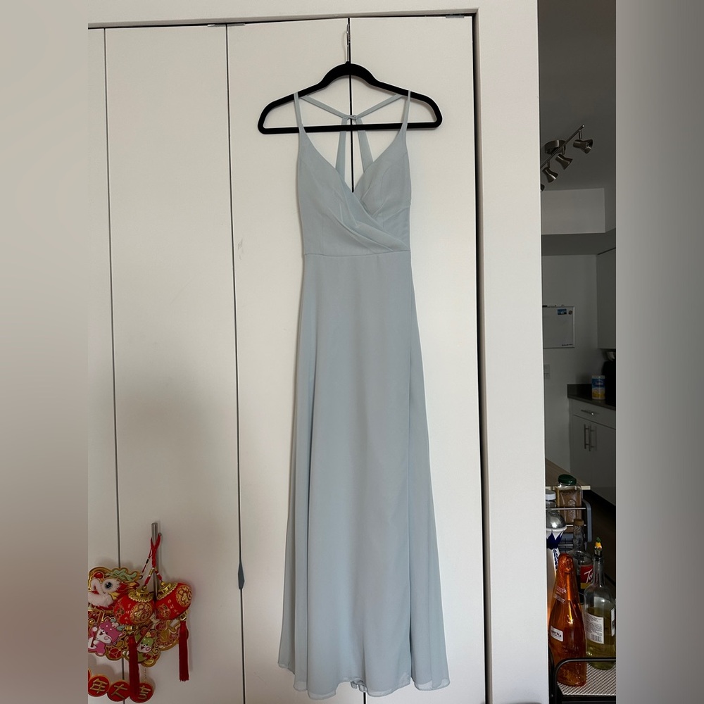 Azazie Davis chiffon dress in Mist